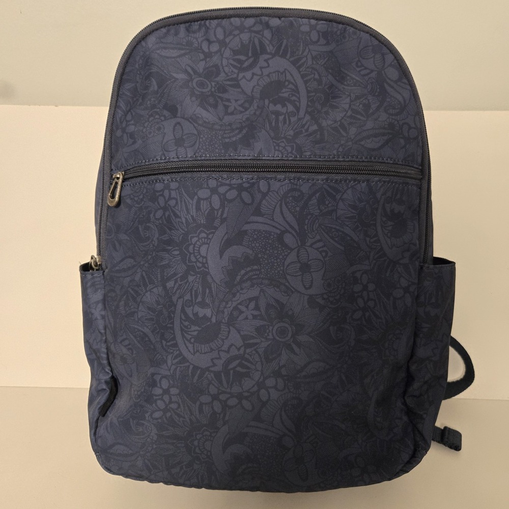 Sakroots Larchmont Divided Eco-Twill Backpack Navy Blue Floral Paisley NEW